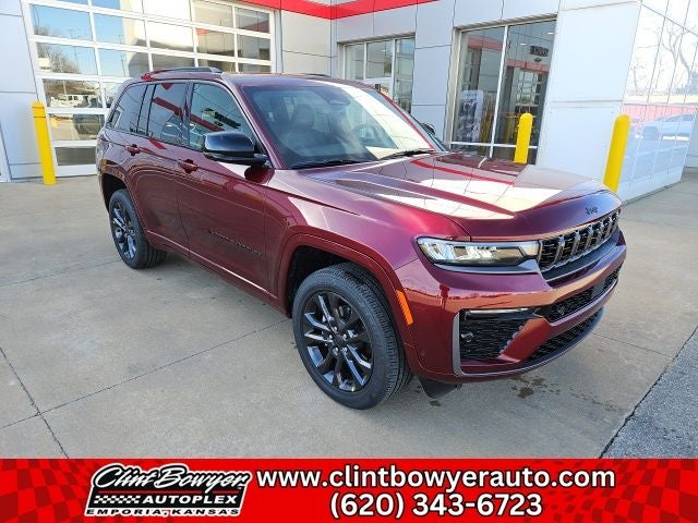 2026 Jeep Grand Cherokee Limited Reserve in Velvet Red Pearl-Coat Exterior Paint — front three-quarter view
