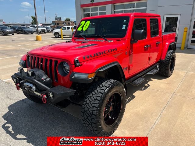2020 Jeep Gladiator Rubicon in Firecracker Red Clearcoat — front three-quarter view