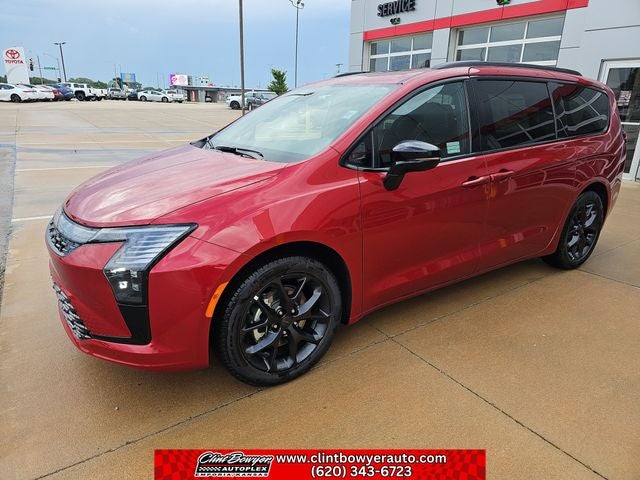 2027 Chrysler Pacifica Limited in Red Hot Pearl-Coat Exterior Paint — front three-quarter view