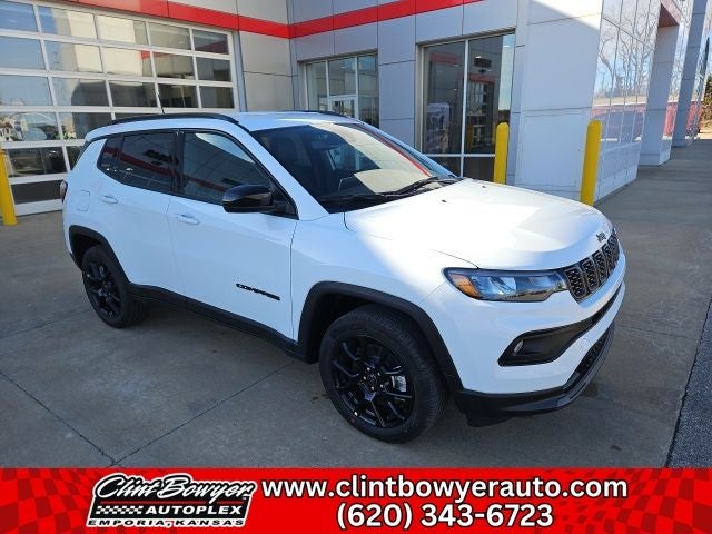 2026 Jeep Compass Latitude in Bright White Clear-Coat Exterior Paint — front three-quarter view