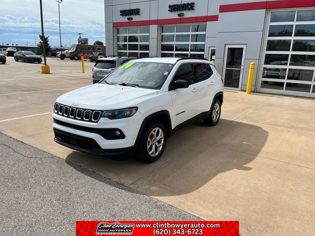 2024 Jeep Compass Latitude in Bright White Clearcoat — front three-quarter view