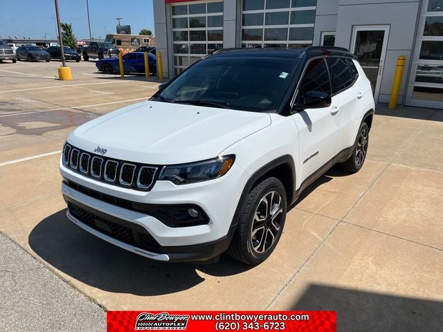2023 Jeep Compass Limited in Bright White Clearcoat — front three-quarter view