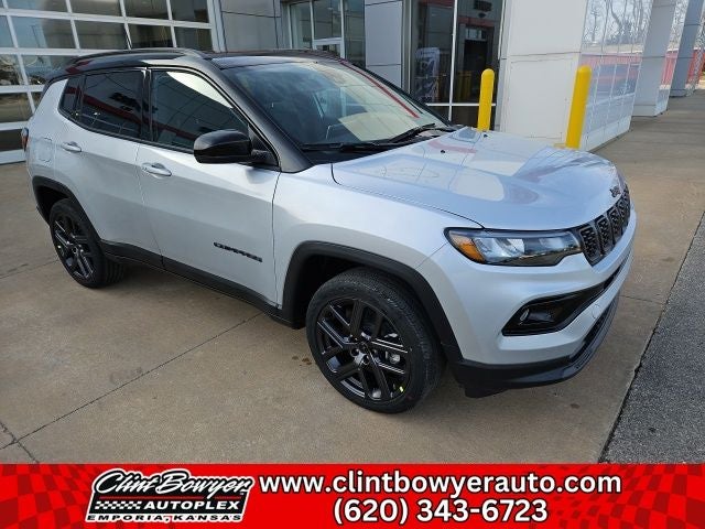 2026 Jeep Compass Limited in Silver Zynith Metallic Clear-Coat Exterior Paint — front three-quarter view