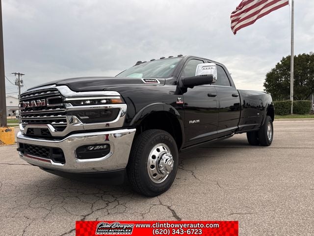 2026 RAM 3500 Limited in Diamond Black Crystal Pearl-Coat Exterior Paint — front three-quarter view