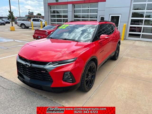 2022 Chevrolet Blazer RS in Red Hot — front three-quarter view