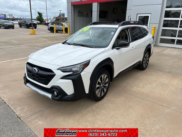 2024 Subaru Outback Limited in Crystal White Pearl — front three-quarter view